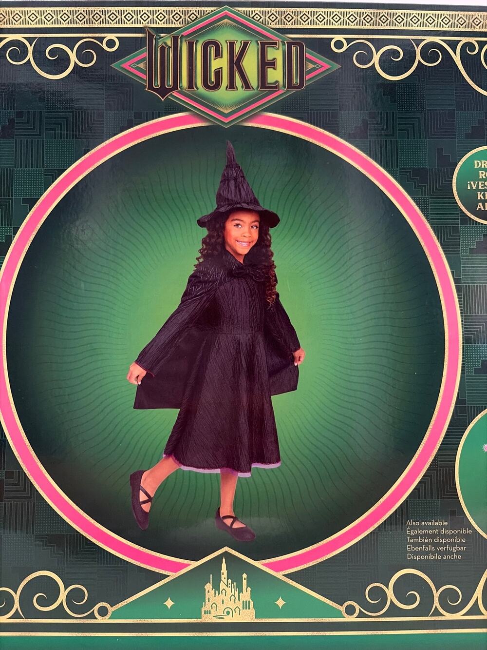 Wicked Elphaba Costume Child Size 4-6X Dress Cape Hat Halloween Movie Witch